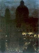 Aleksander Gierymski Wittelsbacher Square during the night. France oil painting artist